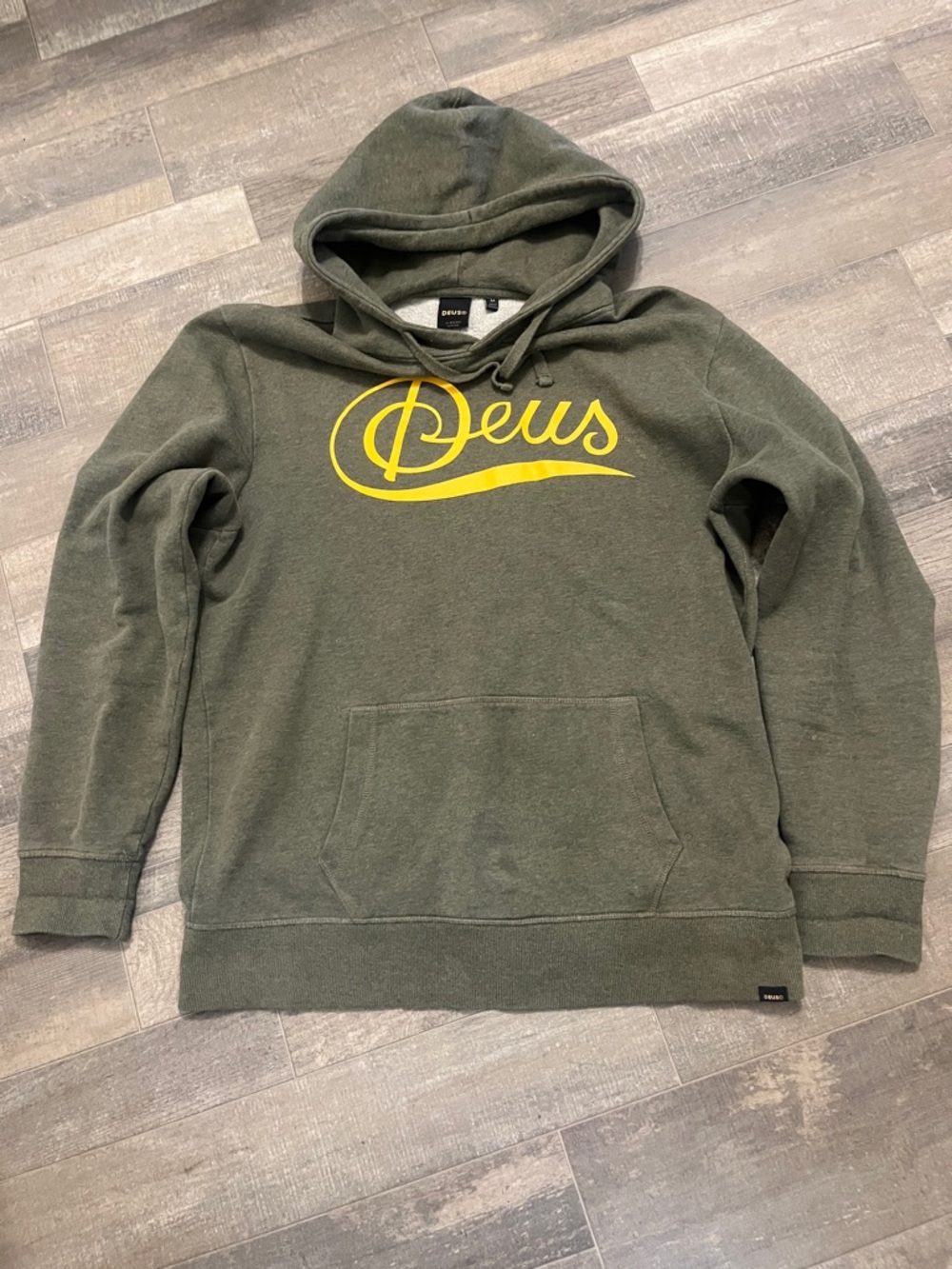 Olive Pullover Hoodie with Yellow Logo